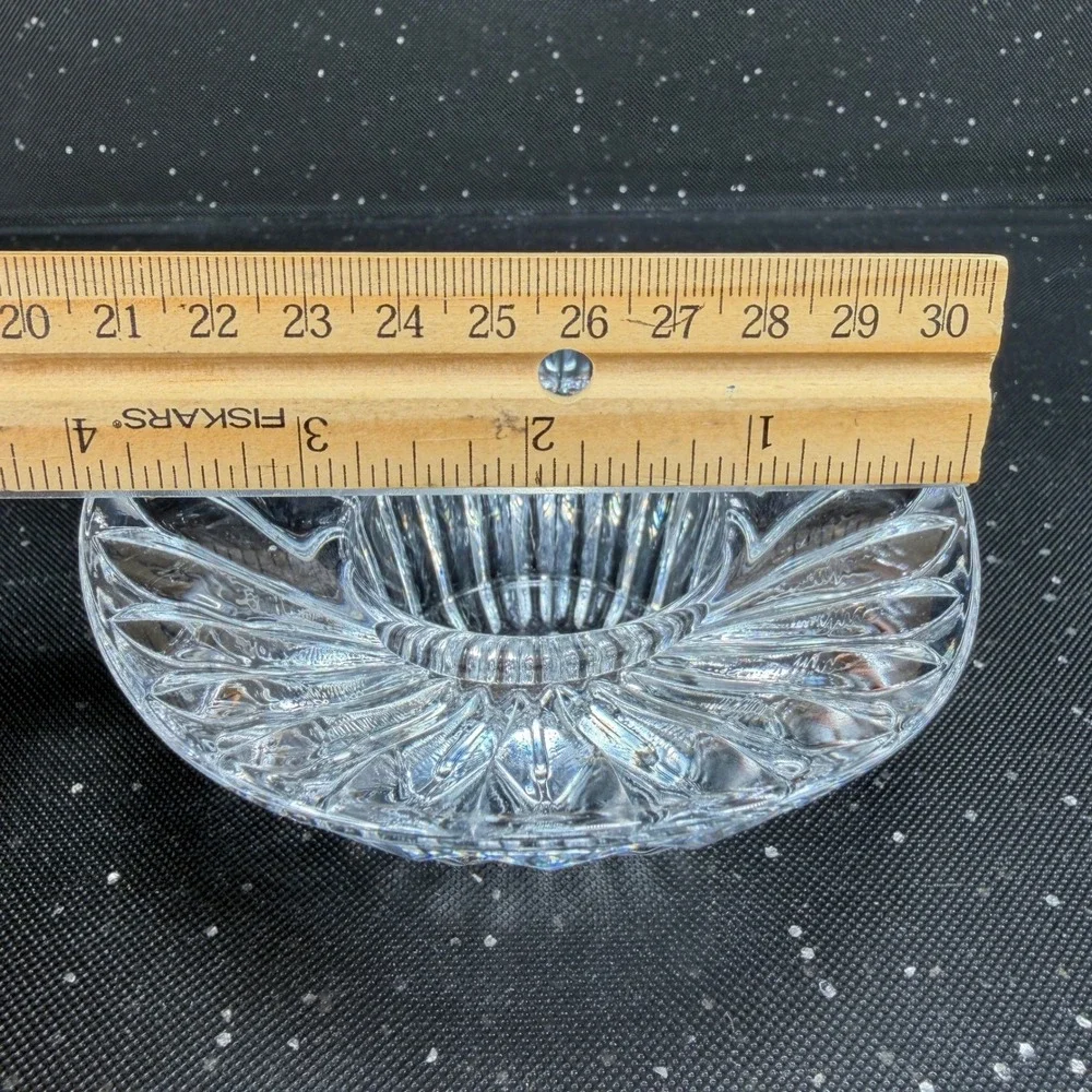 Vintage Sweden Crystal Glass Petal Votive Trilliant Trinket Dish Candle Holder